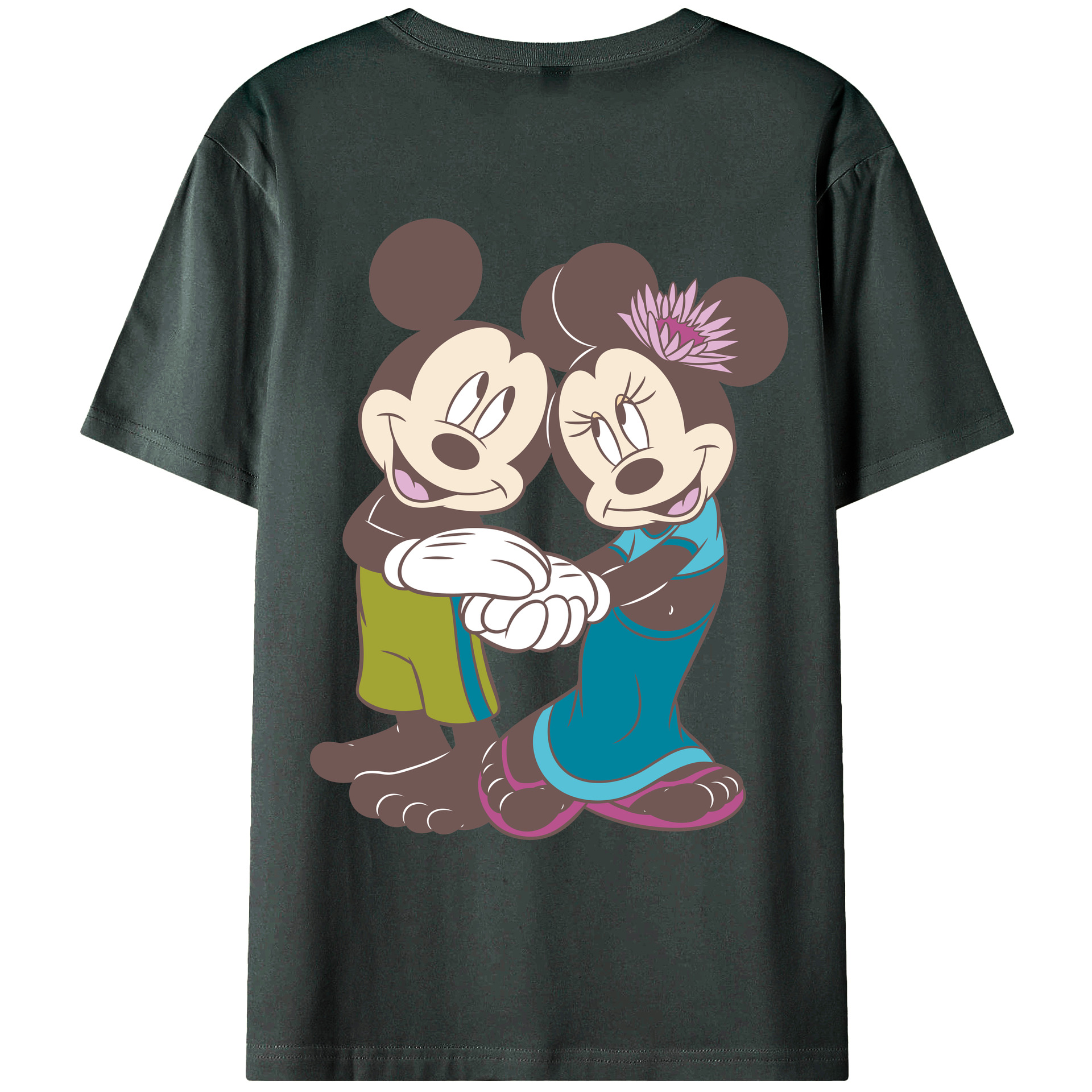（画像用） ミッキーマウス Mickey Mouse 綿100％ メンズ半袖Tシャツ（バックプリント） 通気性